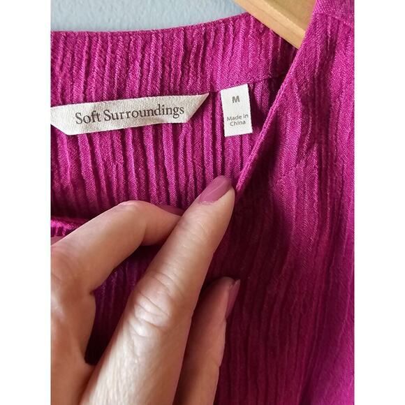 Soft Surroundings bright pink gauze tunic scoop neck sz medium new WT372 - Picture 5 of 7